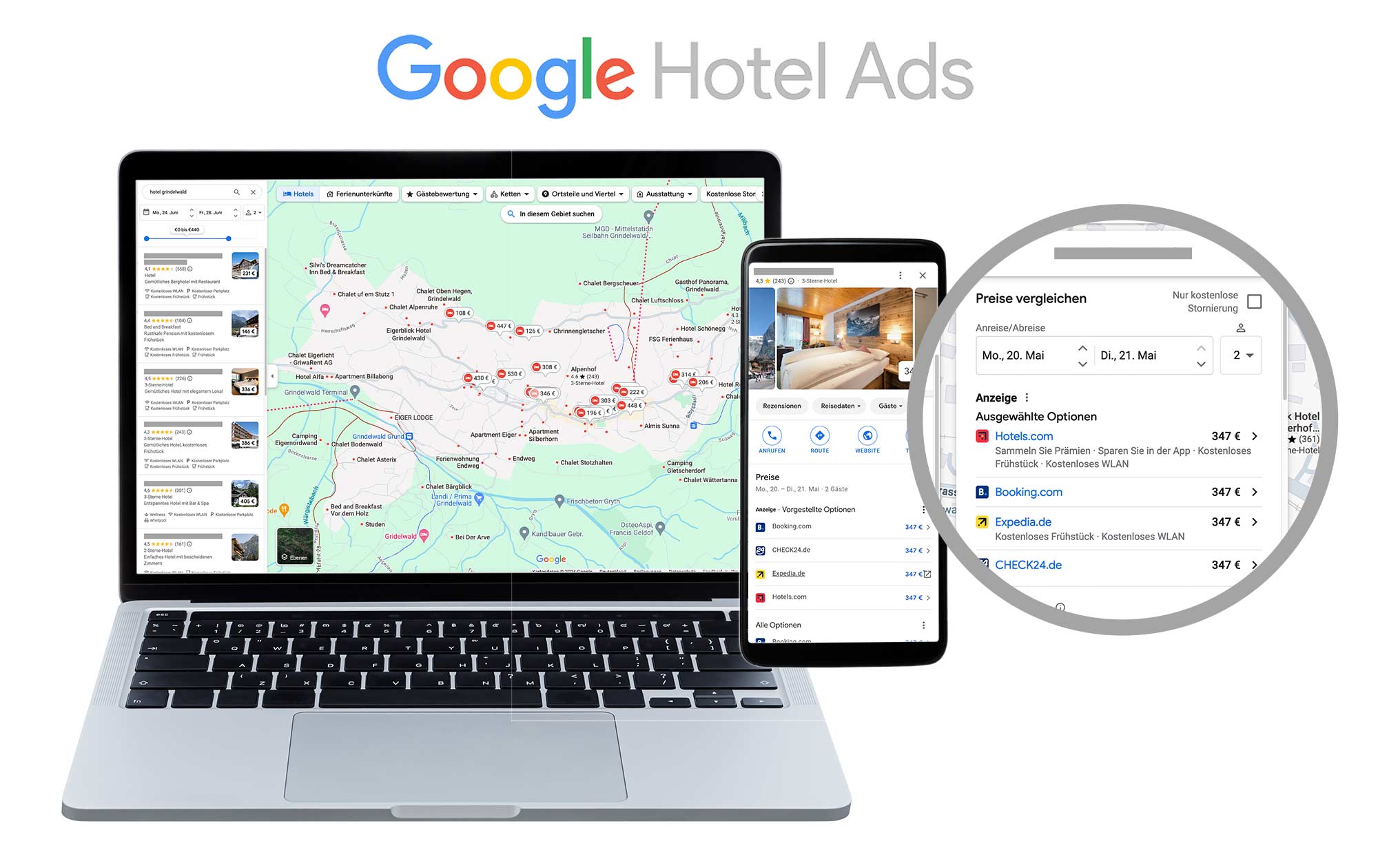 Wo erscheinen Hotels in der Google-Suche?
